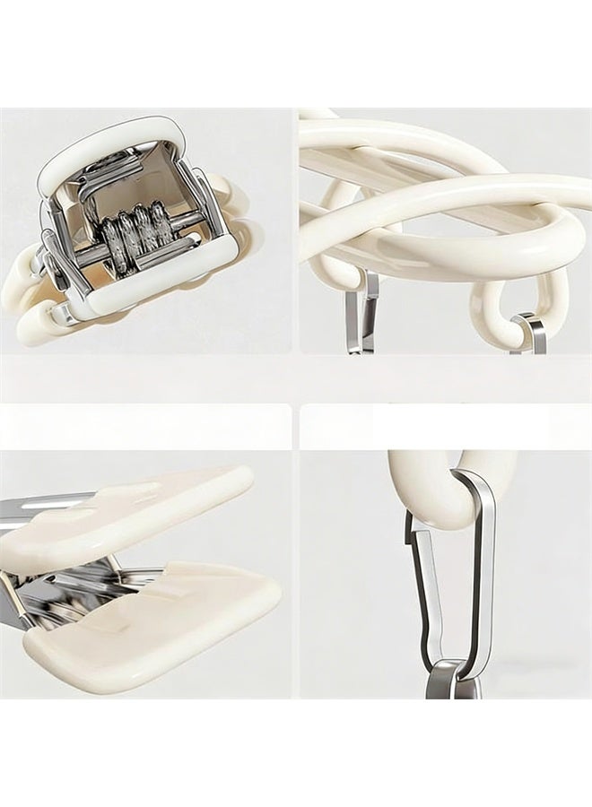 هومستر التجفيف معلق مع 20 مقاطع، الفولاذ المقاوم للصدأ الرياح معلق الملابس رف، الغراء الناعم غسيل تجفيف رف بدون أثر خزانة المنظم للملابس الداخلية، الجوارب، المناشف، الأبيض - Image 4